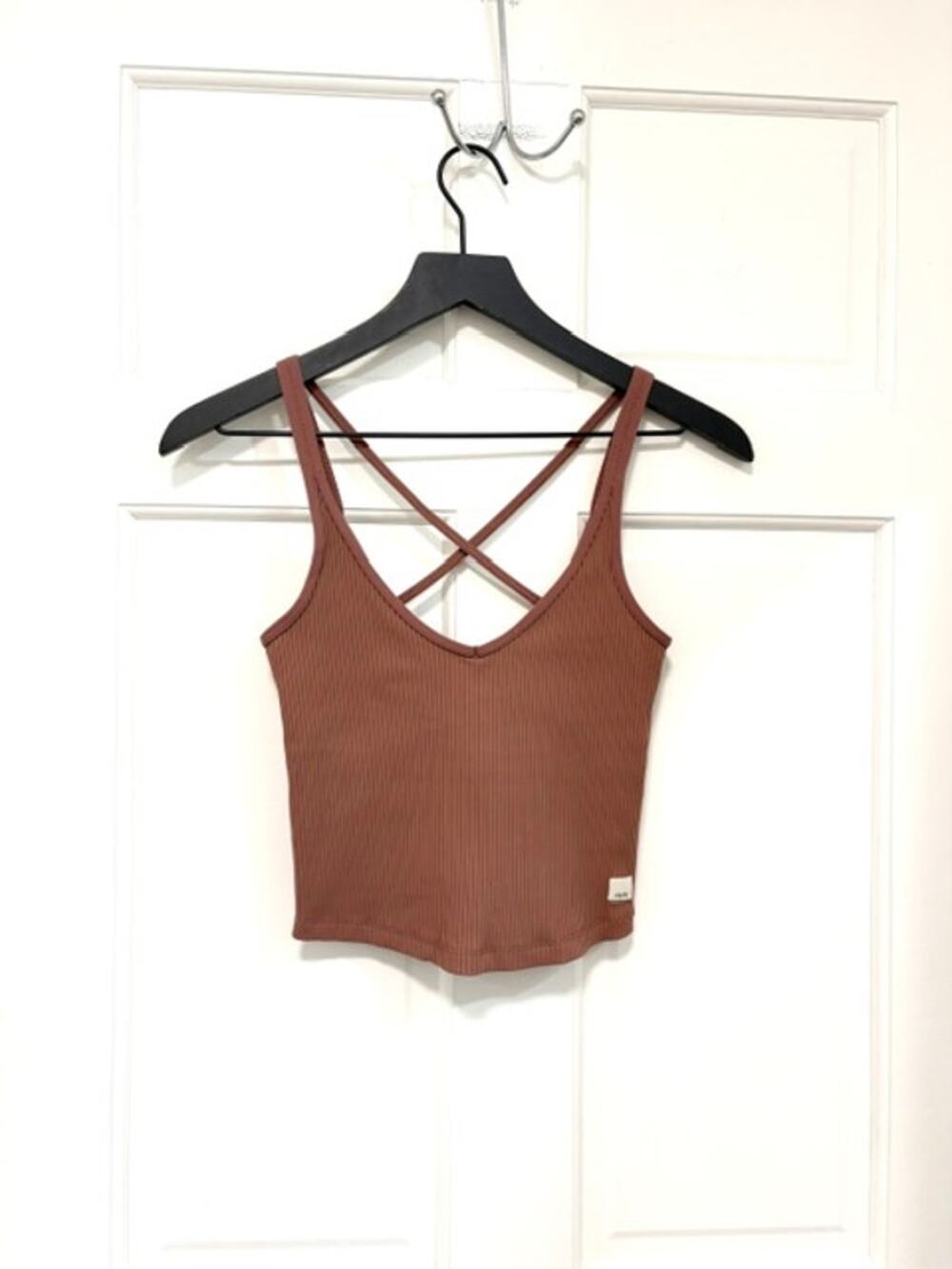 Vuori Ribbed Crop Tank Women's XS Marsala Rust‎ Brown Athletic Workout Top Yoga